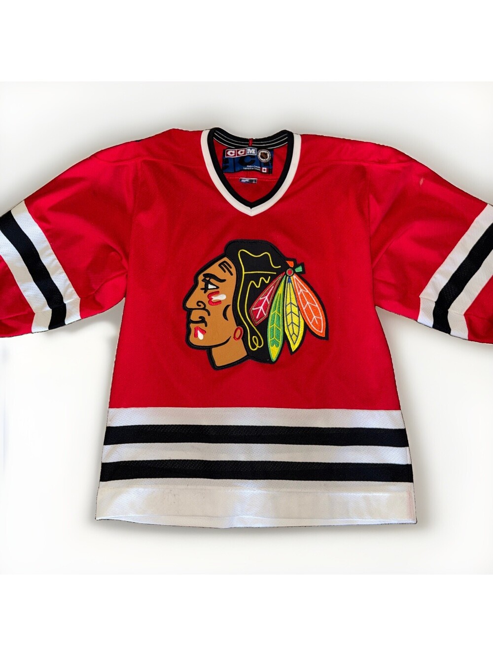 Vintage Chicago Blackhawks Hockey Jersey Mens Small CCM 90s Canada Made NHL